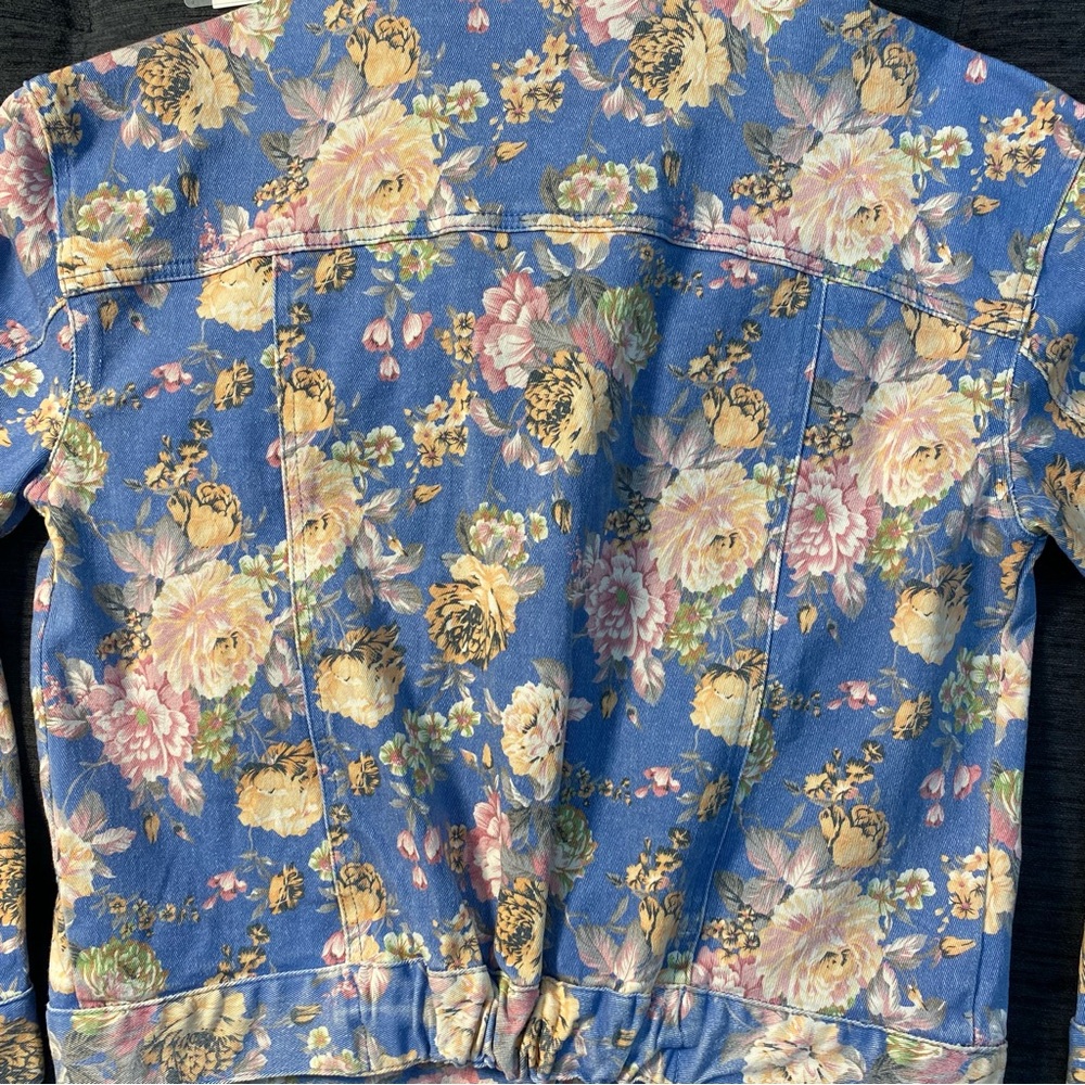 Endless Rose Blue and Tan Floral Jean Jacket - Picture 11 of 16